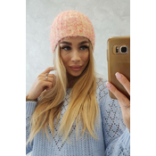 Womens cap Cina K259 ecru + raspberry