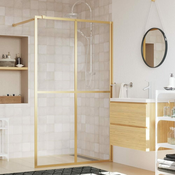 Greatstore Stena za tuš s prozornim ESG steklom zlata 140x195 cm