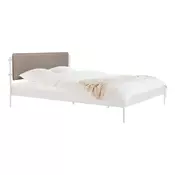 Bela jeklena oblazinjena zakonska postelja z letvenim dnom 160x200 cm Eton Basic – noo.ma