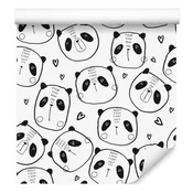 Fototapeta panda s srčki za dnevno sobo in spalnico 50x1000 cm