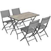 Homestar Vrtni komplet pohištva 5-delni zložljiva miza in 4 stoli 112x67x71 cm siva