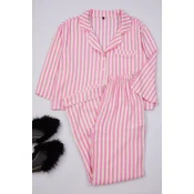 Trendyol Pink-Multicolored Striped Viscose Woven Pajama Set