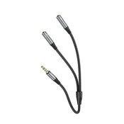Hoco AUX kabel 2 v 1, 3,5 mm jack (moški) na 2 x 3,5 mm jack (ženski), Hoco, 0,25 m, UPA21, siv (SC)