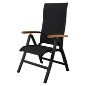 Vrtni stol Sunfun Melina (d 63 x š 69 x v 110 cm, aluminij in tekstil, črna, nastavljiv naslon)