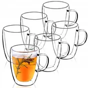 KADAX Termo kozarci za kavo, čaj in latte, 350 ml, z dvojno steno, 6 kosov