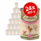 Varčno pakiranje Lukullus Junior 24x400 g - Perutnina & divjačina (brezžitna)