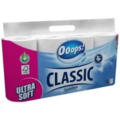 Toaletni papir, 3-slojni, majhen zvitek, 8 zvitkov, OOOPS Classic, občutljiv, 8 zvitkov