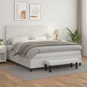 Box spring postelja z vzmetnico bela 180x200 cm umetno usnje