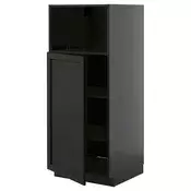 METOD Visoki element za ugradb uredaje, crno-siva/Lerhyttan crni bajc, 60x60x140 cm