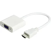 Video adapterski kabel, HDMI na VGA, 0,16 m, bele barve