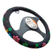 Steering Wheel Cover with Flowers (Black)