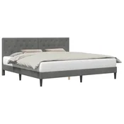 Vidaxl Konstrukcija postelje z vzglavjem Temno siva 180 x 200 cm Žamet