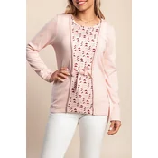 Plus size pulover z okrasno pentljo, svetlo roza