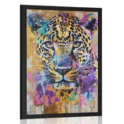 Plakat leopard v imitaciji umetniške slike - 40x60 silver