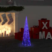Akrilni ukrasni stožac s LED svjetlima plavi 60 cm