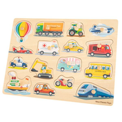 New Classic Toys Lesene vstavne puzzle - prevozna sredstva - 16 kosov