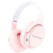 CANYON brezžične slušalke OnRiff 4, BT 5.3, USB-C, baterija 500 mAh, mikrofon, 40 mm pretvorniki, roza