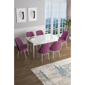 Hanah Home Set Trpezarijski sto i 6 stolica Han, Ljubičasto-beli
