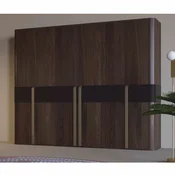 Casa Padrino Luxury Bedroom Cabinet Brown/Dark Brown/Brass 280 x 65 x H. 228 cm