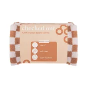 Framar Checked Out 100% Cotton Salon Towels Tan & White