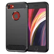 TPU gel ovitek Brushed Carbon za iPhone SE 2022/iPhone SE 2020/iPhone 8/iPhone 7 - črn