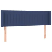 Vidaxl Vzglavje z ušesi modro 147x16x78/88 cm blago