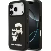 Karl Lagerfeld 3D Rubber Karl and Choupette Zadní Kryt pro iPhone 17 Pro Black