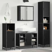 vidaXL Komplet pohištva za kopalnico 4 pcs Črni hrast 80 x 33 x 60 cm