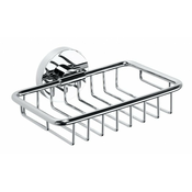 Žični odlagalnik za milo OMEGA, kromast - Kromasta - 144 - Kromirana medenina - Vijaki/lepilo - Žica - Bemeta - OMEGA - 140x55x125 mm - Posoda za milo