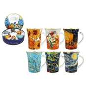 Carmani, komplet 6 skodelic 330 ml v okrogli škatli - VAN Gogh, mix