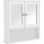 Kopalniška omarica, omarica za umivalnik z vrati z dvojnim ogledalom 56 x 13 x 58 cm | VASAGLE