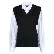 Karl Lagerfeld  Puloverji KNIT VEST W/ POPLIN SHIRT  Črna