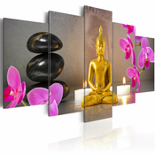 Slika - Golden Buddha and orchids 200x100
