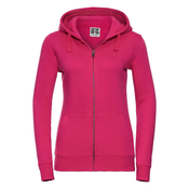Pink womens hoodie with Authentic Russell zipper