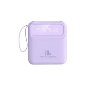 AVIZAR Baterija PowerBank 10000mAh 20W z LED zaslonom/svetilko/kompaktnimi kabli, Lavanda, (5000017384)
