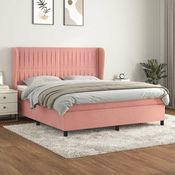 Greatstore Box spring postelja z vzmetnico roza 160x200 cm žamet