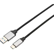 AVAX Polnilni kabel USB-A - USB-C, 3A, 1,5 m - jekleno siv