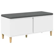 Vidaxl Haldna klop Bela 100 x 38 x 46 cm Oblikovan Les in Tkanina