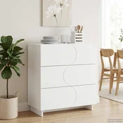 vidaXL Komoda Bela 70 x 38 x 75 cm Konstruiran les