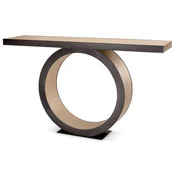 Casa Padrino luxury console natural/bronze 130 x 30 x H. 76.5 cm - Rectangular solid wood console table - Luxury furniture - Living room furniture - Luxury furnishings