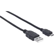 MANHATTAN Manhattan Hi-Speed USB Micro-B kabel USB 2.0, vtič tipa A - vtič Micro-B, 480 Mbps, 3 m, črn Manhattan USB kabel USB 2.0 USB-mikro-B vtič, USB-A vtič, (20417115)