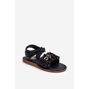 Childrens sandals with Velcro heart Black Havana