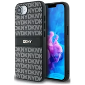 Ovitek DKNY Case Repeat Texture Pattern with Tonal Stripe for iPhone 16e black (DKHCPSE4PRTHSLK)