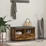 vidaXL Haldna klop z blazino s predalom Dimljeni oreh 80 x 38 x 46 cm