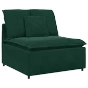 Vidaxl Modularni kavč z blazinami temno zelen 100 cm