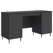 vidaXL Miza s polico z vrati Črna 142,5 x 50 x 75 cm Inženirski les