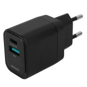 DELTACO Kućni punjač s 1x USB-A 18 W i 1x USB-C PD 20 W, Crni