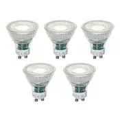 Komplet 5 GU10 50mm zatemnitvenih LED žarnic prozornih 2,5W 450 lm 4000K