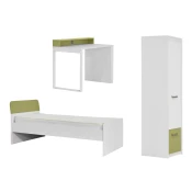 Decija soba Kinder - Set 1 - Krevet 90x200 - (belo-zelena)