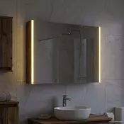 vidaXL Kopalniška ogledalna omara Dimljeni oreh 103,5 x 15,5 x 70 cm